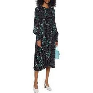 Ganni The Vikki shirred printed chiffon midi dress